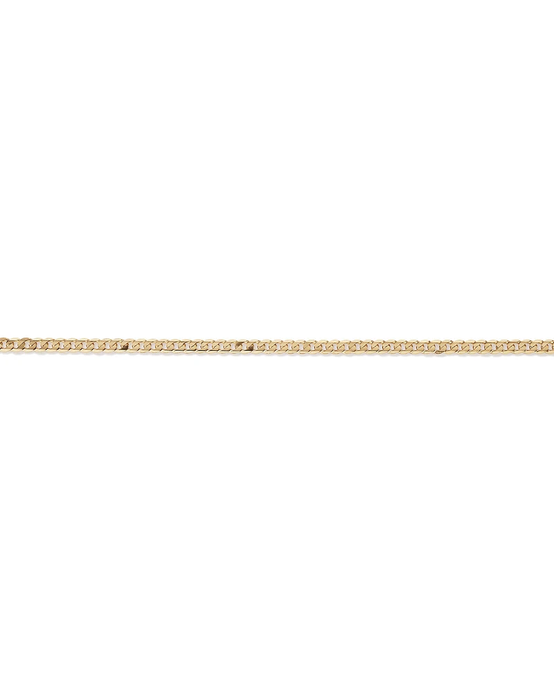 55cm (22") 3mm Width Solid Flat Bevelled Curb Chain in 10kt Yellow Gold