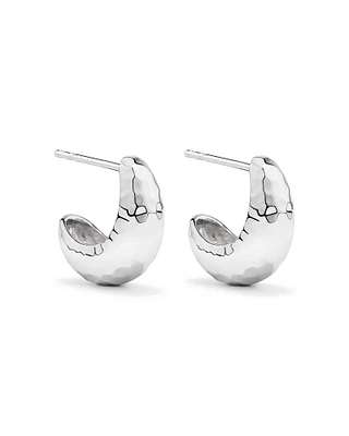 Boucles D'Oreilles Demi-Créoles Bombées Avec Texture Diamantée En Argent Sterling