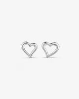 Open Heart Stud Earrings in Sterling Silver