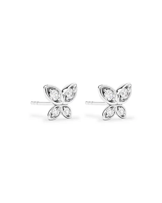 Boucles D'Oreilles À Clous Papillon En Zircon Cubique En Argent Sterling