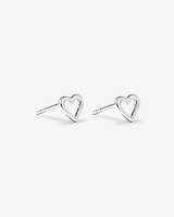 Open Heart Stud Earrings in Sterling Silver