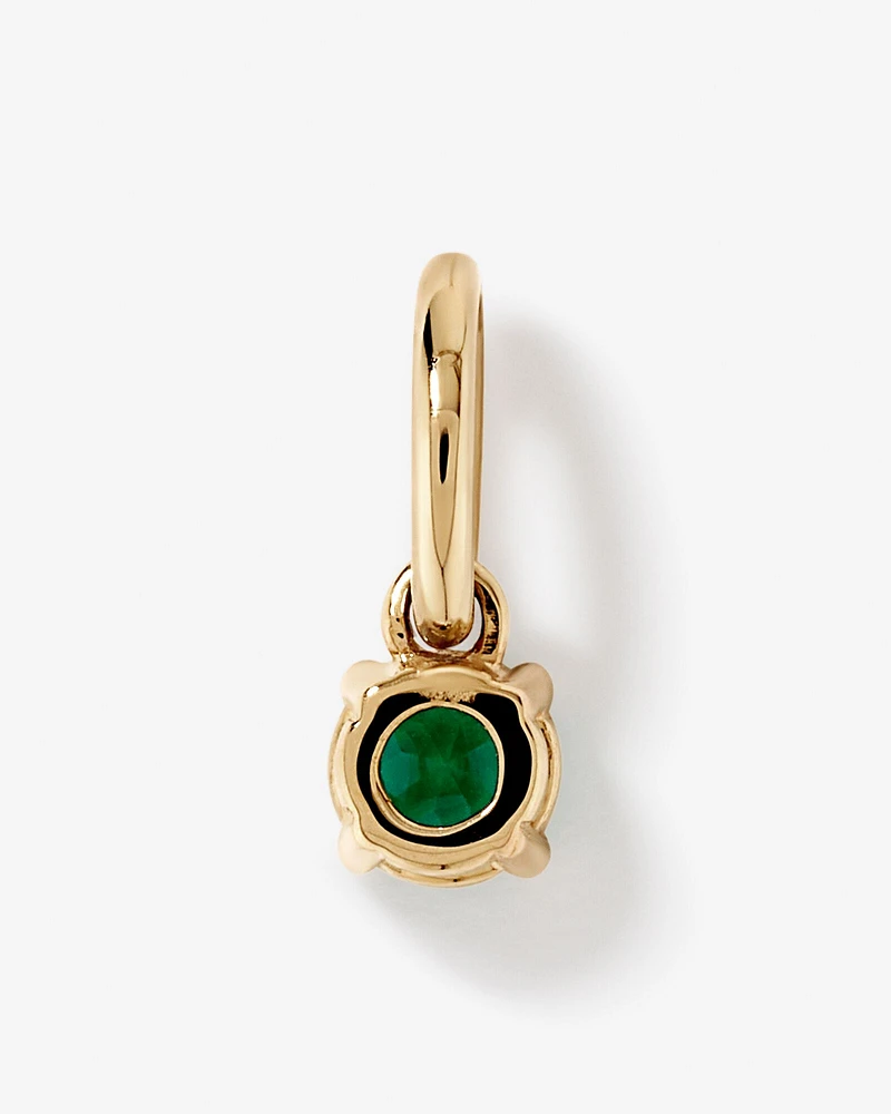 Created Round Green Emerald Birthstone Pendant in 10kt Yellow Gold