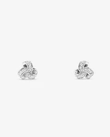 Cubic Zirconia Knot Stud Earrings in Sterling Silver