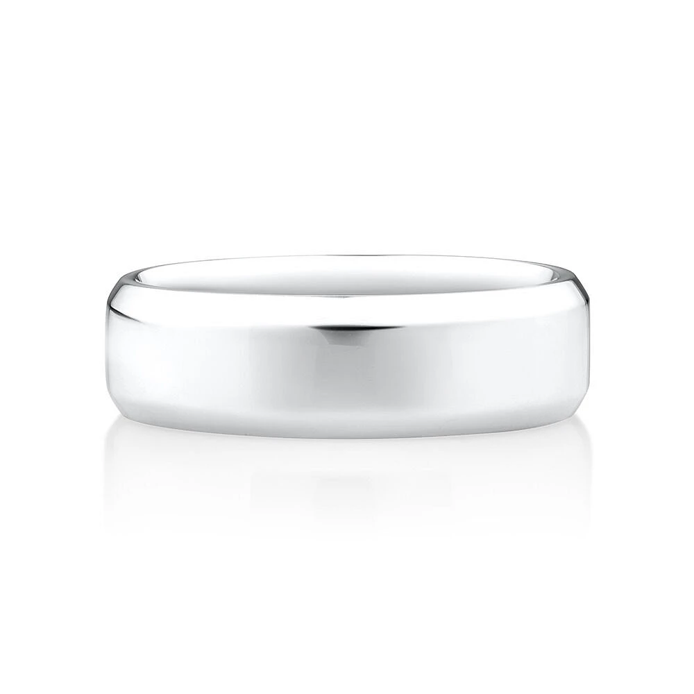 7mm Flat Bevelled Wedding Band Sterling Silver