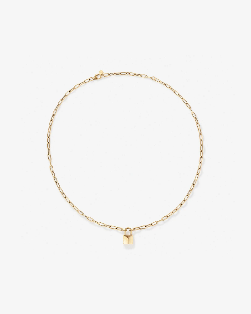 Signature Lock Necklace in 10kt Yellow Gold