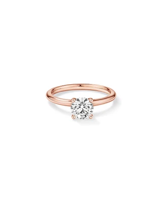 Bague De Fiançailles Solitaire En Diamant De Laboratoire Rond Brillant De 1 Carat Poids Total En Or Blanc 14 Carats