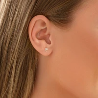 E Initial Single Stud Earring in Sterling Silver