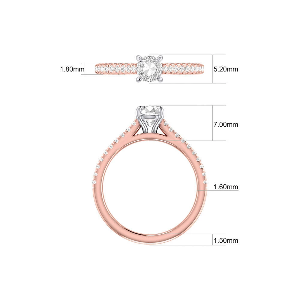 Bague de fiançailles en or blanc 14 K avec diamants totalisant 0,78 ct