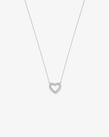 Cubic Zirconia Puff Love Heart Pendant Necklace in Sterling Silver