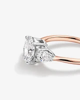 1.65 Carat TW Three Stone Oval and Pear Shaped Laboratory-Grown Diamond Engagement Ring in 14kt White Gold