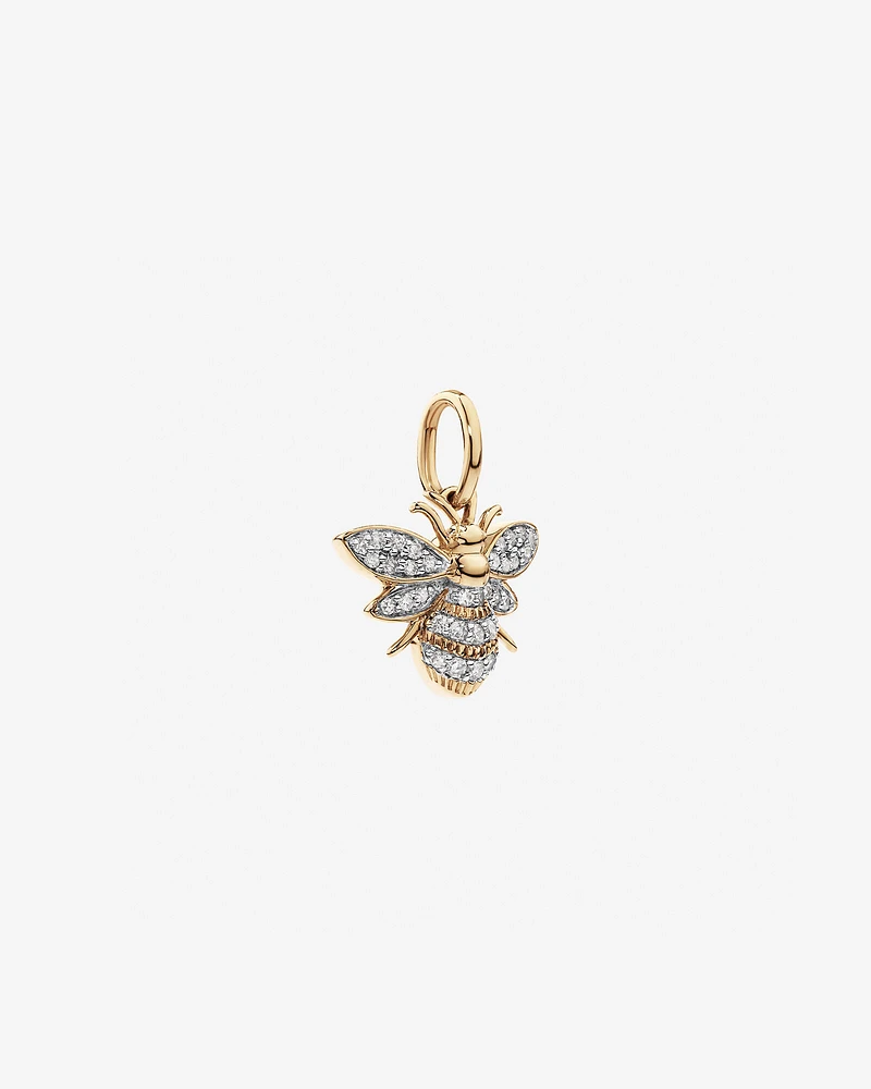 Diamond Bee Pendant in 10kt Yellow Gold