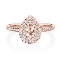 Sir Michael Hill Designer Fashion Ring with Morganite & 0.25 Carat TW of Diamonds in 10kt Rose Gold