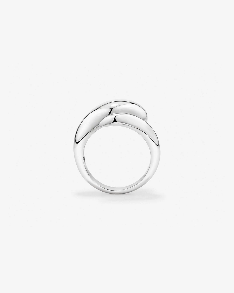 Tapered Dome Open Bypass Ring in Sterling Silver