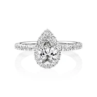 Sir Michael Hill Designer Halo Pear Engagement Ring with 1.36 Carat TW of Diamonds in 18kt White Gold