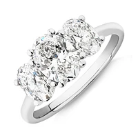 2 Carat Three Stone Oval Laboratory-Grown Diamond Ring In 14kt White Gold