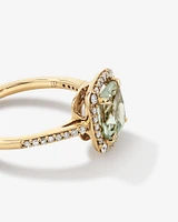 Halo Ring with Green Amethyst & 0.25 Carat TW of Diamonds in 10kt Yellow Gold