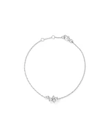 Round Brilliant Cut Cubic Zirconia Chain Bracelet in Sterling Silver