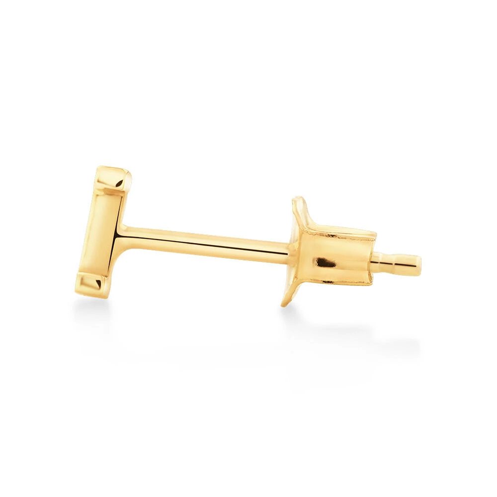 G Initial Single Stud Earring in 10kt Yellow Gold