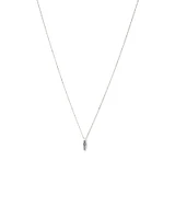 Diamond Star Accent Narrow Signet Pendant with Chain in Sterling Silver