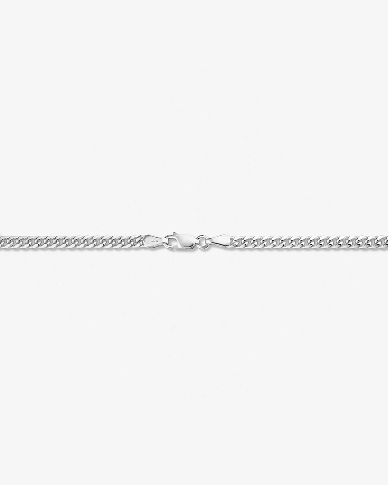 55cm (22") 3.5mm Width Miami Curb Chain in Sterling Silver