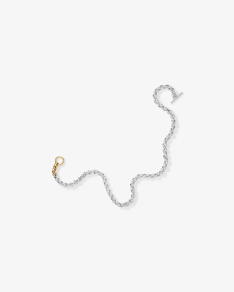 Two-Tone Belcher Fob Chain Necklace in Sterling Silver & 10kt Yellow Gold