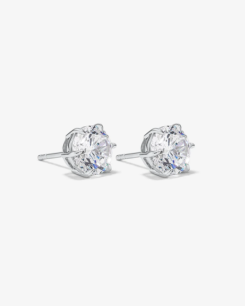 9.5mm Round Brilliant Cubic Zirconia Stud Earrings in Sterling Silver