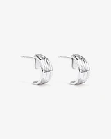 Hammered Half Hoop Dome Stud Earrings in Sterling Silver