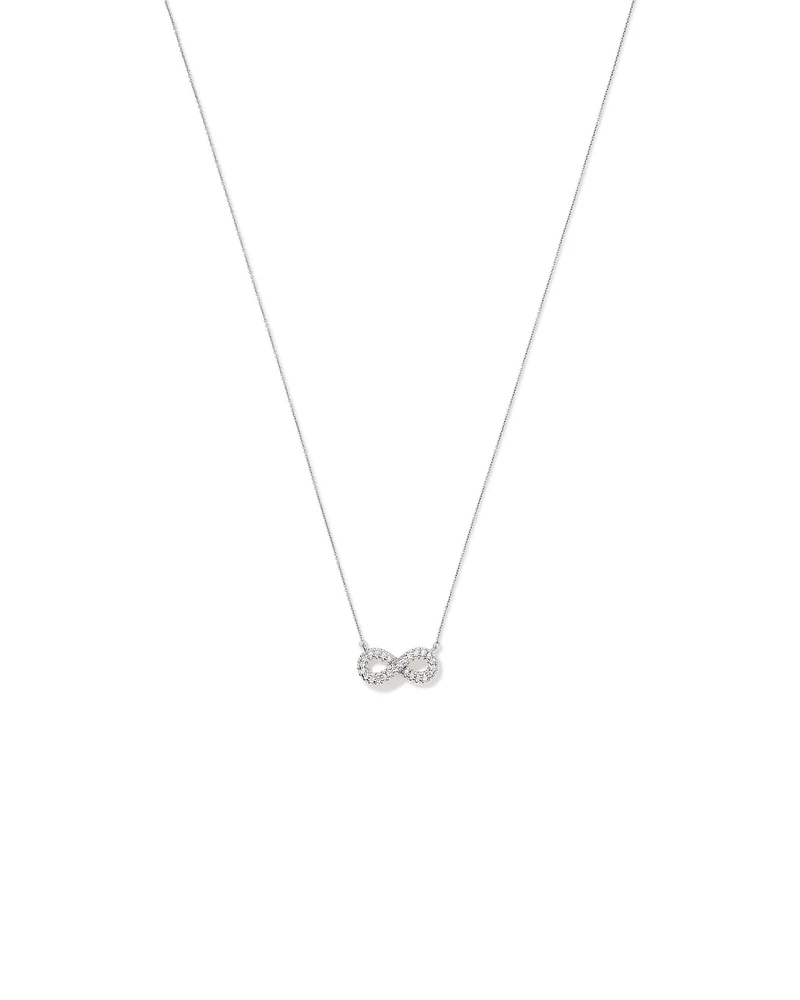 Cubic Zirconia Puff Infinity Pendant Necklace in Sterling Silver