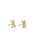 Cubic Zirconia Crossover Stud Earrings in 10kt Yellow Gold