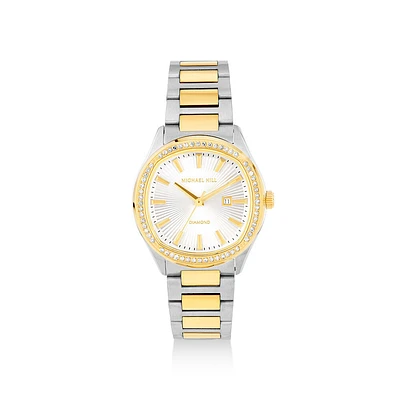 Two-Tone Ladies 0.40 Carat TW Diamond Quartz Watch in Yellow Gold Tone Stainless Steel