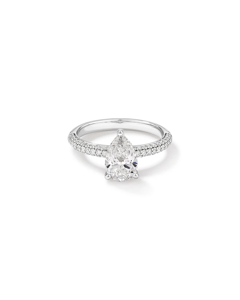 1.96 Carat TW Pear Cut Laboratory-Grown Diamond Engagement Ring in 14kt White Gold