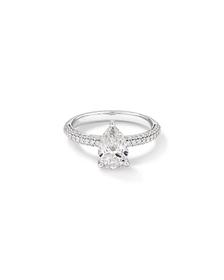 Bague de fiançailles en diamant de laboratoire taille poire 1,96 carat poids total en or blanc 14 kt