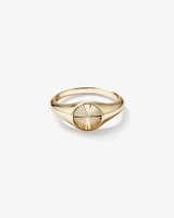 Sunray Round Signet Ring in 10kt Yellow Gold