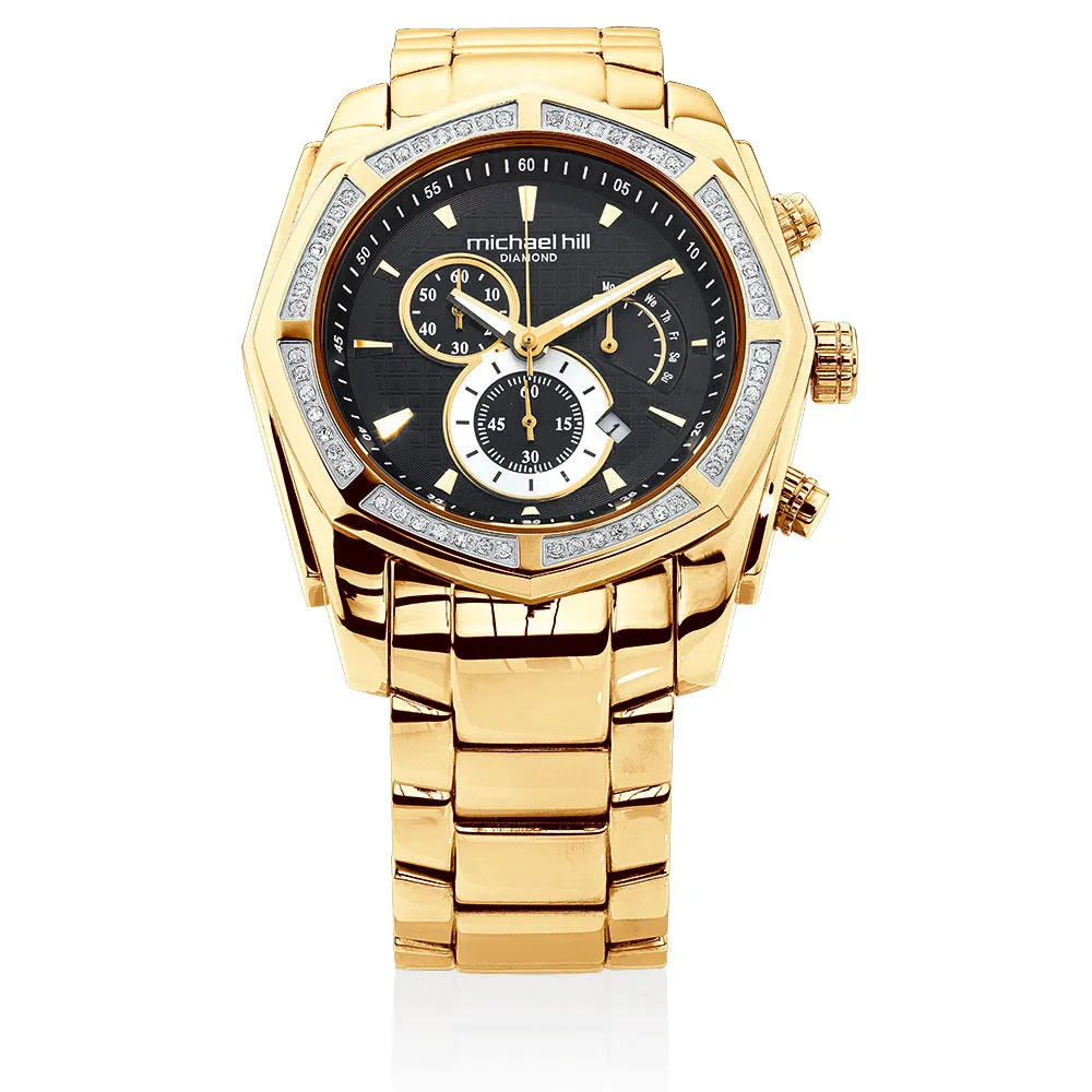 Michael Hill Ladies Watch With 0.60 Carat Tw Of Diamonds In Gold Tone Stainless Steel - Yellow