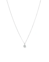 Round Brilliant Cubic Zirconia Halo Pendant Necklace in Sterling Silver