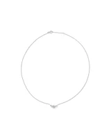 Round Brilliant Cut Cubic Zirconia Cable Chain Necklace in Sterling Silver