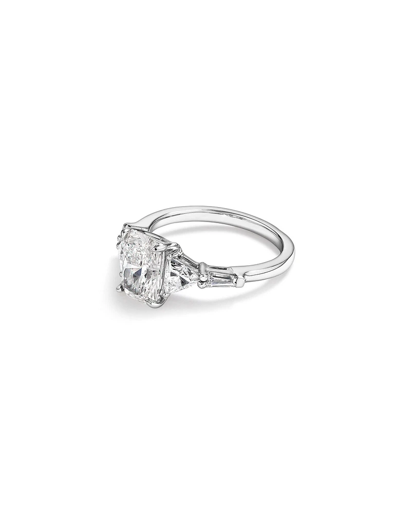 2.86 Carat TW Radiant Cut Laboratory-Grown Diamond Fancy Cut Side Stone Engagement Ring in 14kt White Gold