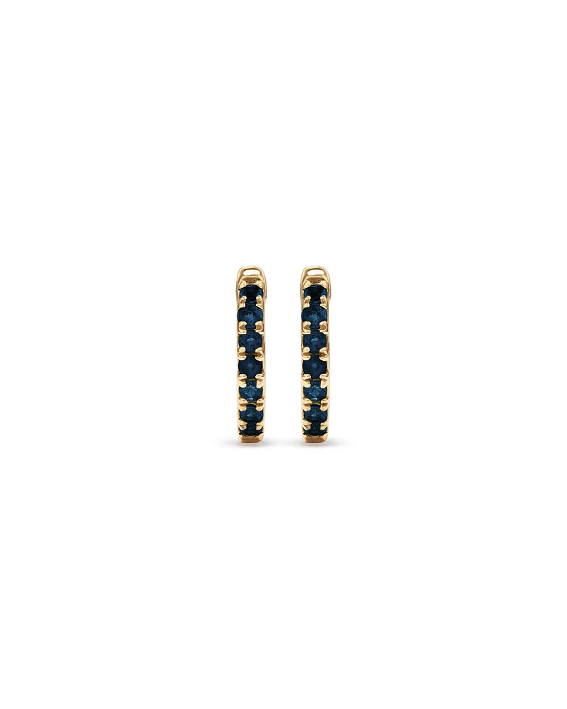 Sapphire Huggie Hoop Earrings in 10kt Yellow Gold