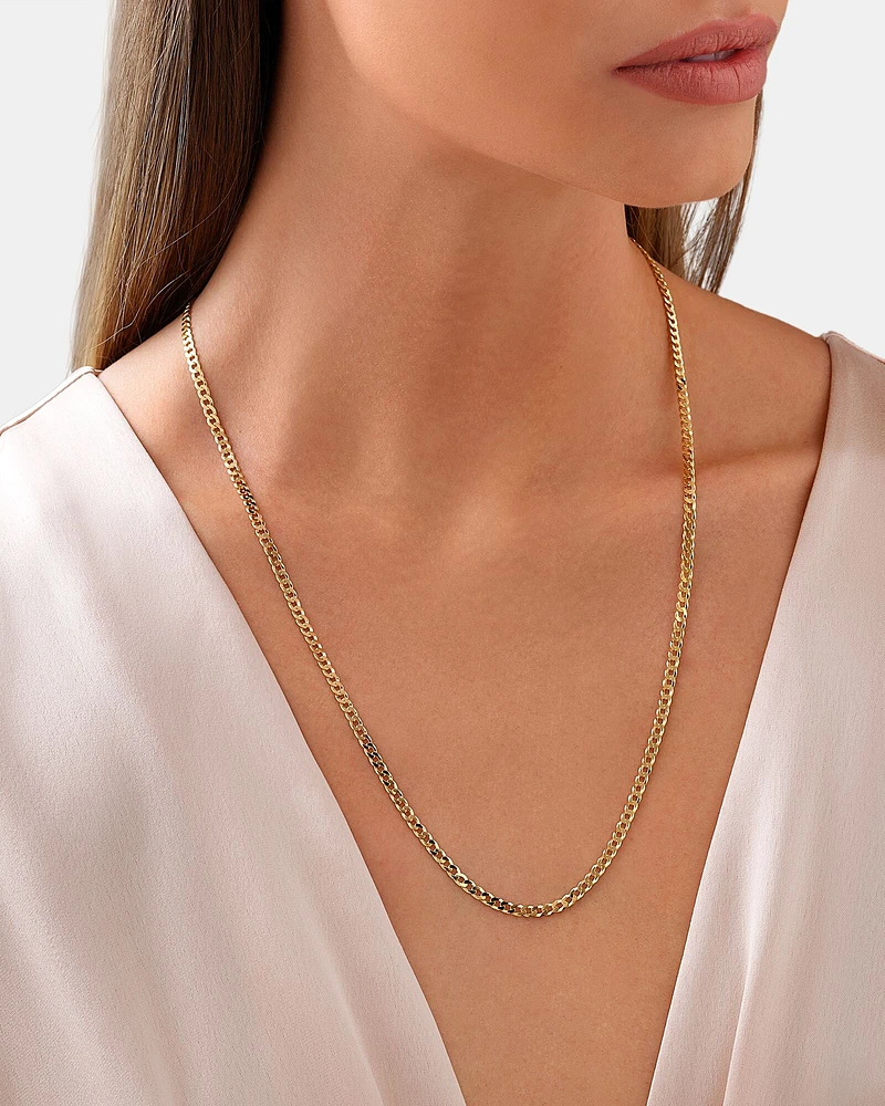 60cm (24") 3mm-3.5mm Width Curb Chain in 10kt Yellow Gold