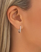 Huggie Paperclip Earrings in Silver