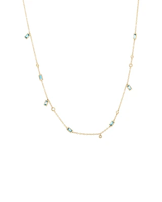 London Blue Topaz Necklace with .14 Carat TW Diamonds in 10kt Yellow Gold