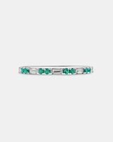 Emerald & Diamond Dot Dash Ring with 0.16 Carat TW in 10kt White Gold