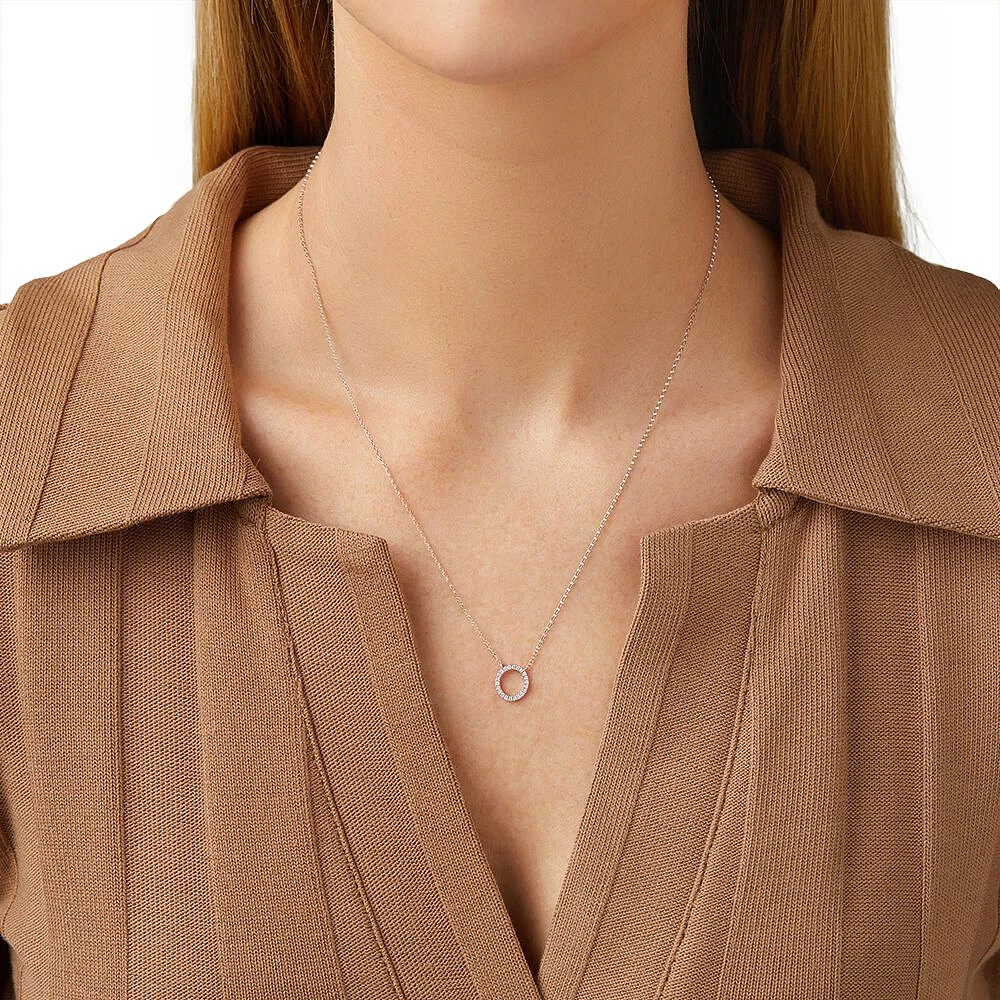 A' Initial necklace with 0.10 Carat TW of Diamonds in 10kt White Gold