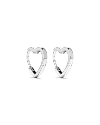 Boucles d'oreilles Huggie en forme de cœur de 11 mm en argent sterling