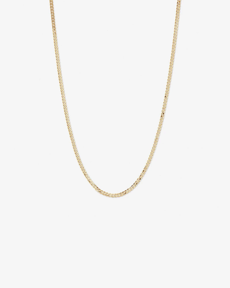 55cm (22") 3.75mm Width Solid Flat Bevelled Curb Chain in 10kt Yellow Gold