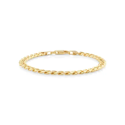 Bracelet à maillons gourmette de 21 cm en or jaune 10 K, largeur de 6 à 6,5 mm