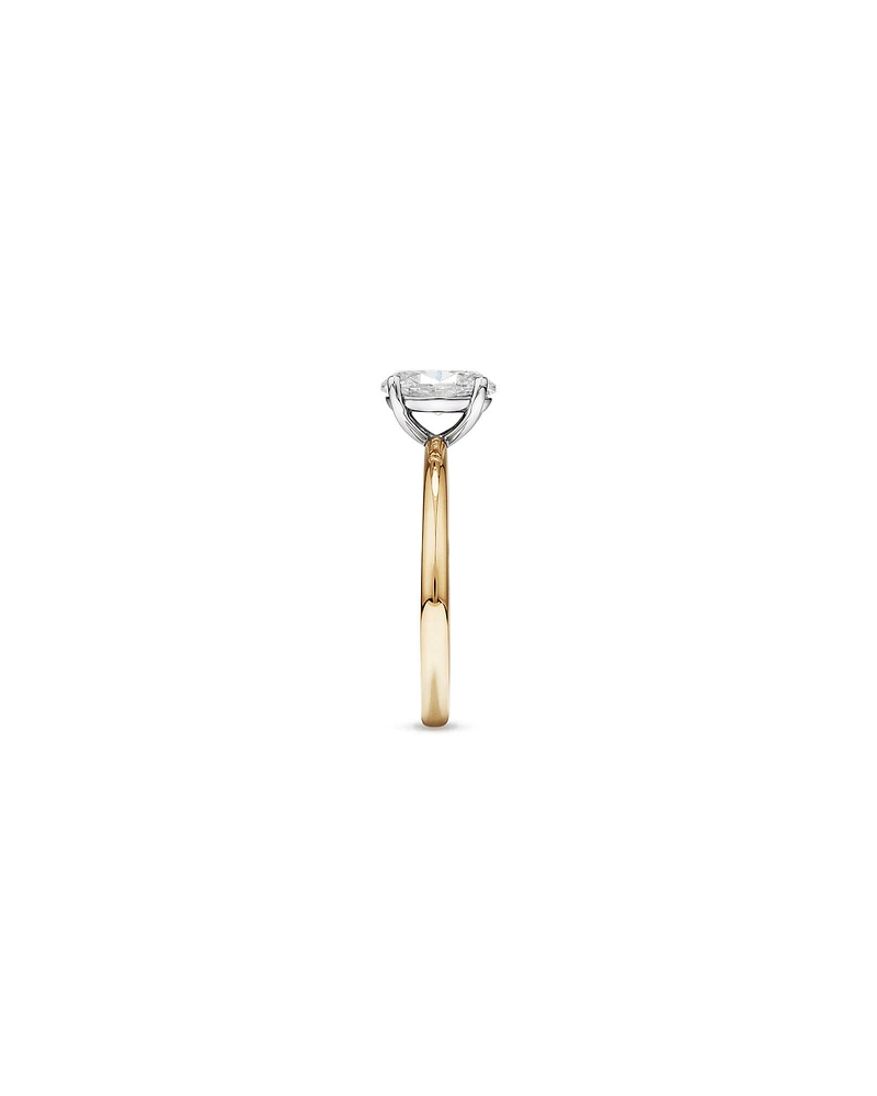 1.00 Carat TW Oval Cut Diamond Solitaire Engagement Ring in 14kt White and Yellow Gold