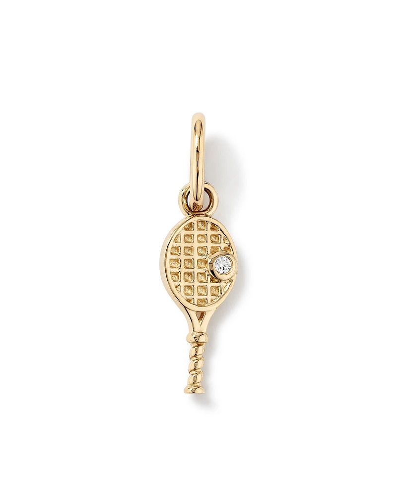 Diamond Accent Tennis Racquet Pendant in 10kt Yellow Gold