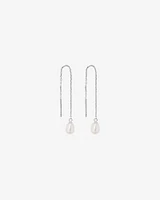 6mm Threader Earrings with Cultured Freshwater Pearls in Sterling Silver