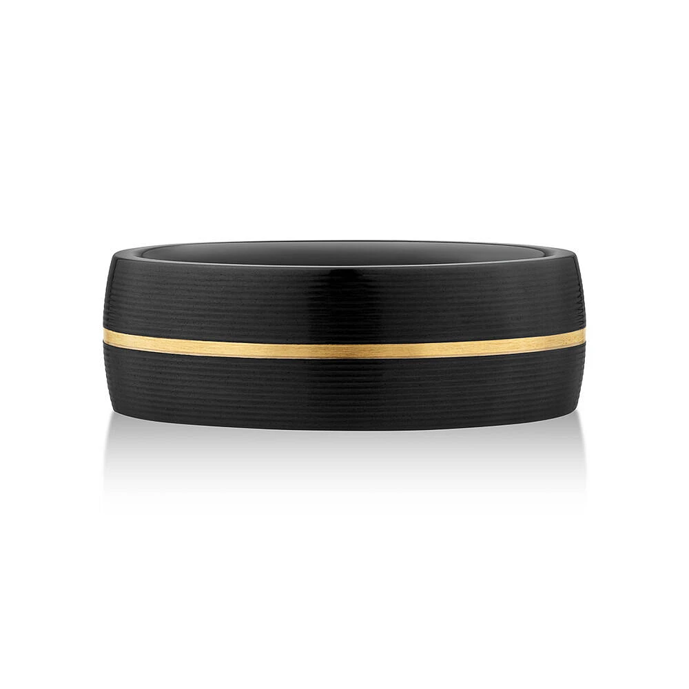 Ring in Black Titanium with Fine 10kt Yellow Gold Inlay